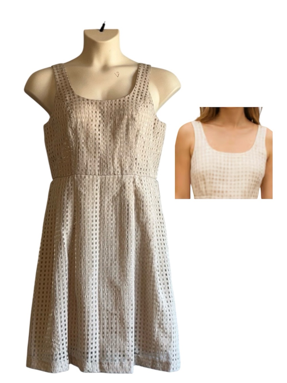 Anne Klein Women’s Elegant Classic Fit/Flare Sleeveless Midi Dress Size 6 Beige